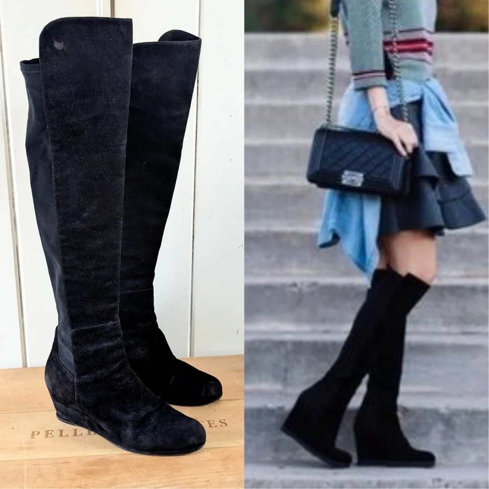 Stuart Weitzman Demiswoon Over The the-Knee Wedge Boots sz 9 - Picture 1 of 14